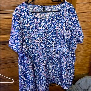 Blue Short Sleeve Boxy Blouse